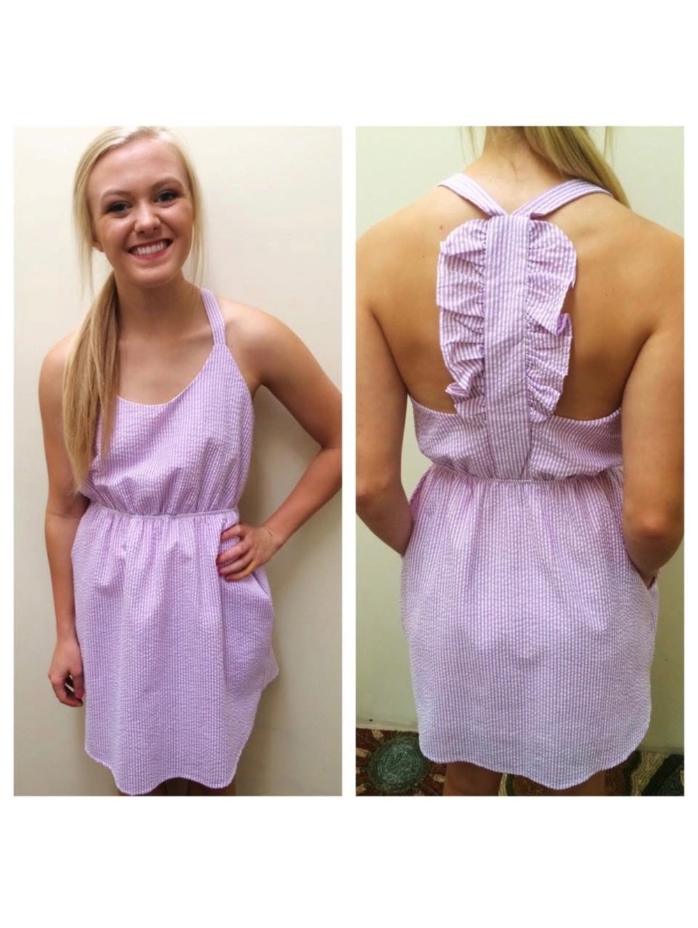Pink and White Seersucker Dress